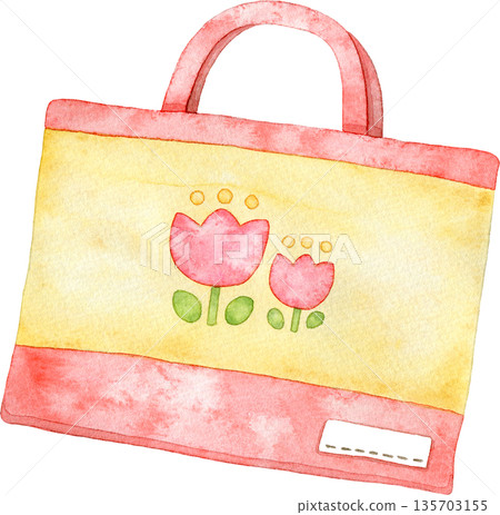 水彩風格的書包插圖（紅色） 135703155