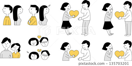 年輕情侶插畫集,單色 年輕情侶插畫集,單色 135703201