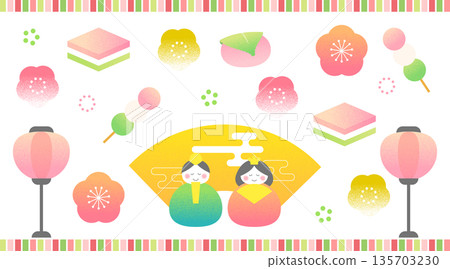 Retro and cute Hinamatsuri background material for POPs Retro and cute Hinamatsuri background material for POPs 135703230