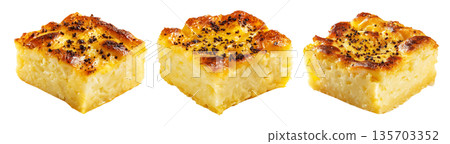 Pastel de Choclo baked corn casserole, placed isolated on white background, concept of South American Cuisine 135703352