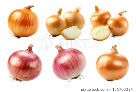 Fresh yellow onion isolated on white background 135703384
