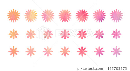 Vector illustration of flowers painted with pink watercolors. Pastel flower icon set. Vector illustration of flowers painted with pink watercolors. Pastel flower icon set. 135703573