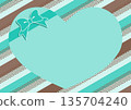 Chocolate mint colored heart-shaped card with diagonal stripes, A4 size, landscape 135704240