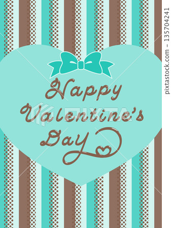 Chocolate mint colored Valentine's Day card, vertical, striped background 135704241