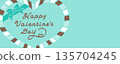Mint color heart shaped Valentine's Day message background 135704245