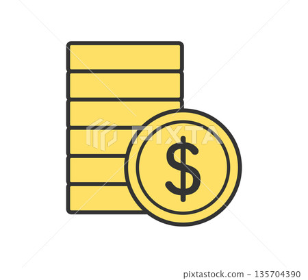 Stacked coins vector illustration Stacked coins vector illustration 135704390