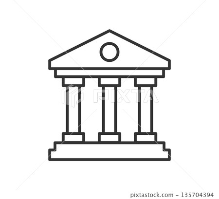Simple bank building icon illustration vector 135704394