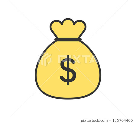 Simple dollar bag icon vector Simple dollar bag icon vector 135704400