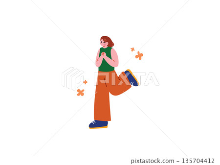A woman skipping happily 135704412