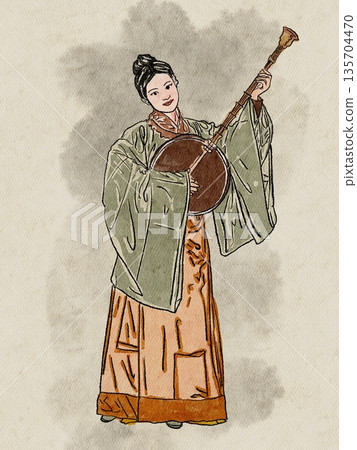 Illustration painting fashion clothing girl color Illustration painting fashion clothing girl color 135704470