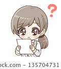 Illustration of a female staff member checking documents 135704731
