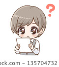 Illustration of a male staff member checking documents 135704732