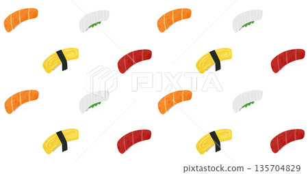 Colorful sushi pattern background 135704829