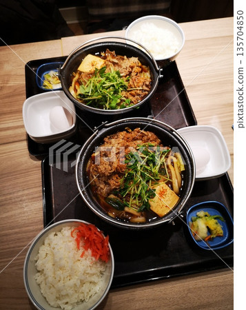 Beef hotpot meal at a beef bowl restaurant 135704850