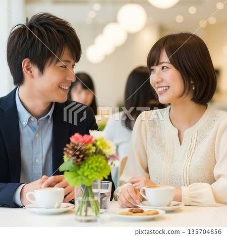 參加相親活動的年輕男女正在進行交談 135704856