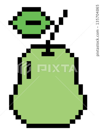 Pixel art illustration of green pear for decoration, food icon, grocery shopping, cartoon, supermarket, print, nature, garden, healthy ingredients, cook book, smoothie, organic fruit, summer vibe 135704865