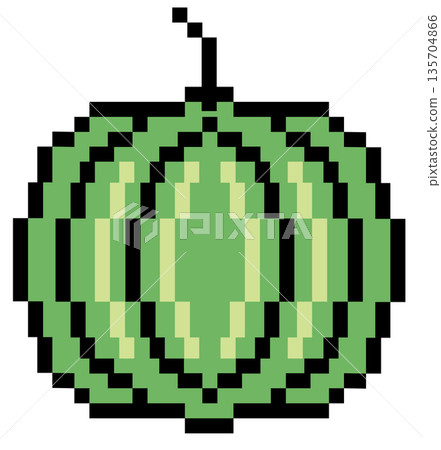 Pixel art illustration of watermelon for decoration, food icon, grocery shopping, cartoon, supermarket, print, nature, garden, healthy ingredient, cook book, smoothie, organic fruit, summer vibe 135704866