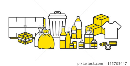 簡明圖示，展示家庭垃圾的種類與分類 135705447