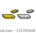 簡單的插圖展示了不同尺寸和分類的食品托盤 135705448