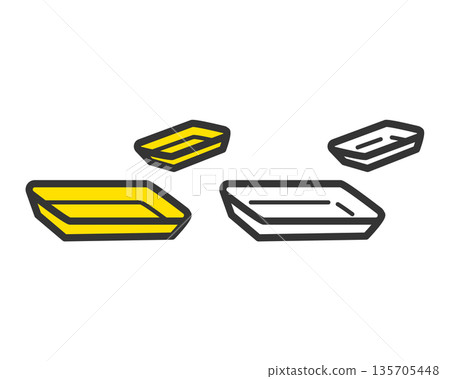 Simple illustrations showing different sizes and sorting of food trays Simple illustrations showing different sizes and sorting of food trays 135705448