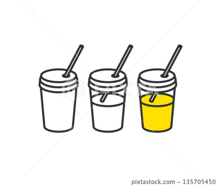 簡圖展示了帶有吸管的杯裝飲料的分離情況。 135705450