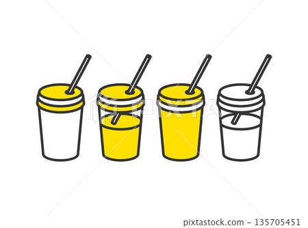 Simple illustration showing the separation of cup drinks with straws 135705451