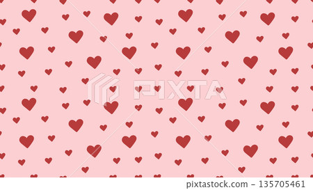 red hearts seamless pattern on pink background. cute wallpaper and banner decoration  135705461