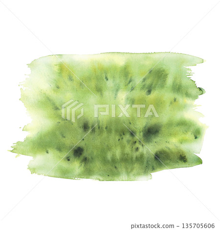 Watercolor abstract green spots, stain, splashes, brush stroke. Hand painted illustration. Olive or grass green blurred texture clipart for fabric design, nature background. Isolated aquarelle splash Watercolor abstract green spots, stain, splashes, brush stroke. Hand painted illustration. Olive or grass green blurred texture clipart for fabric design, nature background. Isolated aquarelle splash 135705606