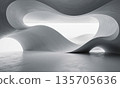 Abstract Wave Room - An empty studio where the walls and ceiling are composed of large, smooth, undulating wave-like forms. 135705636