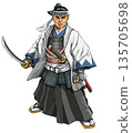 Shinsengumi chief Kondo Isami wearing his uniform and drawing his sword 135705698