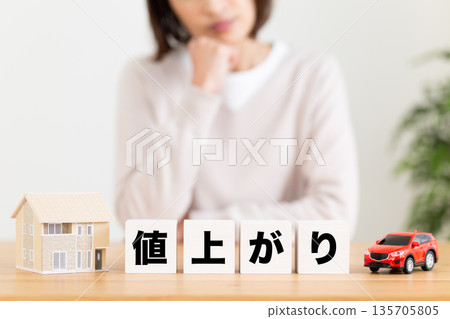 Middle-aged woman worried about rising prices Middle-aged woman worried about rising prices 135705805