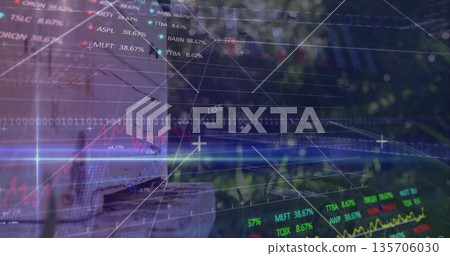Showing wooden box affixed on metal post in woods, overlaid charts with ticker symbols, copy space Showing wooden box affixed on metal post in woods, overlaid charts with ticker symbols, copy space 135706030