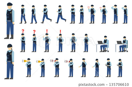 Flat illustration: Male and female police officers set 135706610