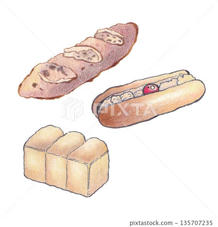 Bakery sweets dessert watercolor illustration Bakery sweets dessert watercolor illustration 135707235