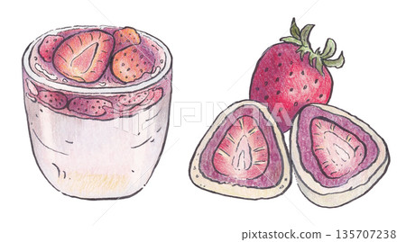 Bakery food sweets watercolor illustration 135707238