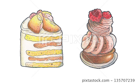 Bakery sweets and pastries watercolor art 135707239