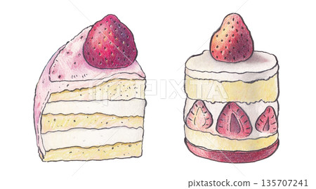 Bakery cake dessert watercolor design elements Bakery cake dessert watercolor design elements 135707241
