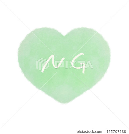 簡單的心形圖案，帶有NG字樣，綠色 135707288
