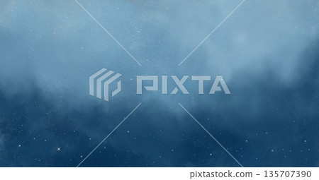 Starry night sky background material | Blue clouds and quiet night illustration 135707390