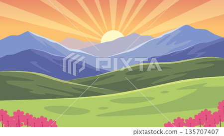 Rolling Spring Hills at Dawn 135707407