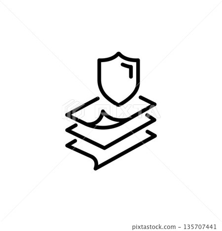 Protect layer icon, barrier of glass or film, protection sheath, shield of damage, thin line symbol on white background - editable stroke vector illustration 135707441
