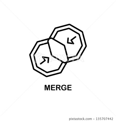 Merge icon vector in line art style, vector icon illustration Merge icon vector in line art style, vector icon illustration 135707442
