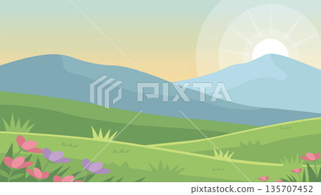 Quiet Green Valley Spring Morning 135707452