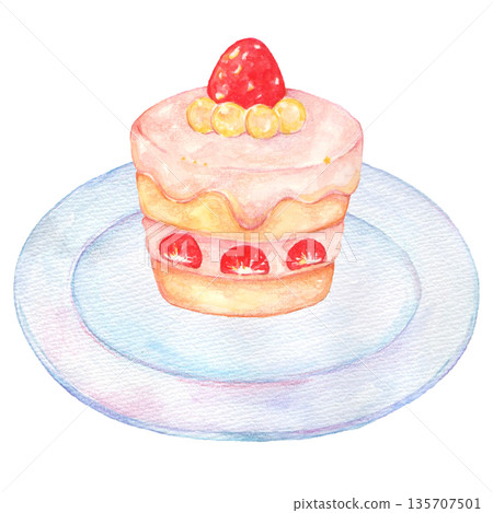 Strawberry cake on a plate Strawberry cake on a plate 135707501