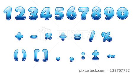 Plump 3D vector numbers 0-9 and symbols set | Glossy general-purpose text material Plump 3D vector numbers 0-9 and symbols set | Glossy general-purpose text material 135707752