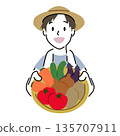 A man holding vegetables with a simple touch 135707911