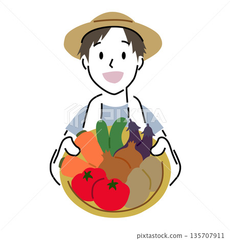 A man holding vegetables with a simple touch A man holding vegetables with a simple touch 135707911