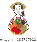 A woman holding vegetables with a simple touch 135707912