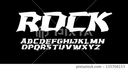Rough Rock Font Logo Alphabet Uneven Letter Set Horror Typography, Sharp Psycho Typographic Design for Punk Music Title Text, Typo Poster Headline, Grunge Hand Written Crooked Fonts. Vector Typeface Rough Rock Font Logo Alphabet Uneven Letter Set Horror Typography, Sharp Psycho Typographic Design for Punk Music Title Text, Typo Poster Headline, Grunge Hand Written Crooked Fonts. Vector Typeface 135708153