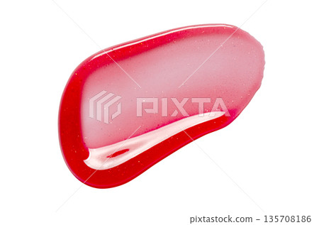 A sample of lip moisturizer on a white background. Oil or lip balm. 135708186